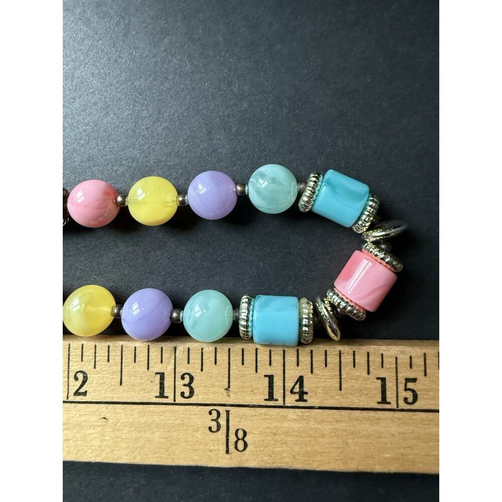 Vintage 80s Lucite Long Necklace Colorful Beaded Bead Fruit Salad 30” Artsy - Picture 6 of 6